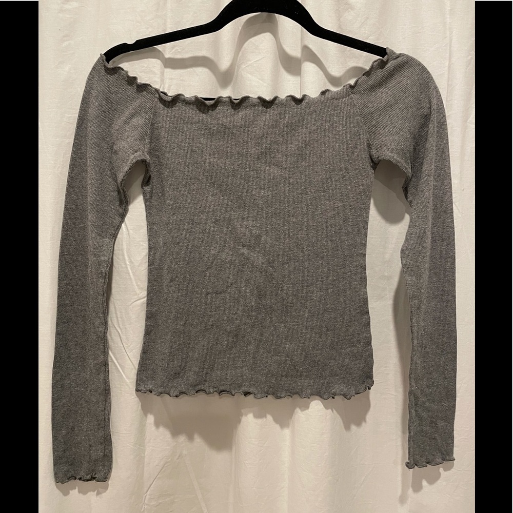 Hollister Off Shoulder Long Sleeve Gray